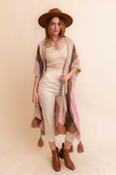 Multi-color Striped Pattern Ruana with Tassels-Kimonos-Krush Kandy, Women's Online Fashion Boutique Located in Phoenix, Arizona (Scottsdale Area)