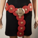 Vegan Leather Grommet Disc Chain Belt