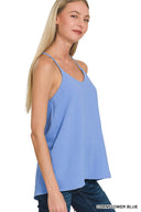 Woven Airflow Adjustable Strap V-neck Cami Top
