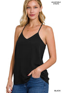 Woven Airflow Adjustable Strap V-neck Cami Top