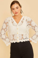 Floral Crochet Style Cotton 3/4 Sleeve Cardigan-Cardigans-Krush Kandy, Women's Online Fashion Boutique Located in Phoenix, Arizona (Scottsdale Area)