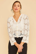 Floral Crochet Style Cotton 3/4 Sleeve Cardigan-Cardigans-Krush Kandy, Women's Online Fashion Boutique Located in Phoenix, Arizona (Scottsdale Area)