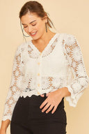 Floral Crochet Style Cotton 3/4 Sleeve Cardigan-Cardigans-Krush Kandy, Women's Online Fashion Boutique Located in Phoenix, Arizona (Scottsdale Area)