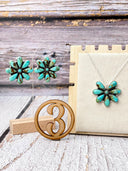Turquoise Blooming Necklace & Earrings SET-Earrings-Rae Collective, Women's Online Fashion Boutique Located in Phoenix, Arizona (Scottsdale Area)