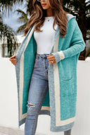 Pocketed Contrast Long Sleeve Hooded Cardigan-Rae Collective, Women's Online Fashion Boutique Located in Phoenix, Arizona (Scottsdale Area)