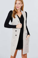 Long Sleeveless Notched Collar Sweater Vest-Vests-Rae Collective, Women's Online Fashion Boutique Located in Phoenix, Arizona (Scottsdale Area)