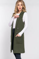 Long Sleeveless Notched Collar Sweater Vest-Vests-Rae Collective, Women's Online Fashion Boutique Located in Phoenix, Arizona (Scottsdale Area)