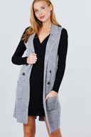 Long Sleeveless Notched Collar Sweater Vest-Vests-Rae Collective, Women's Online Fashion Boutique Located in Phoenix, Arizona (Scottsdale Area)