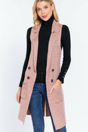 Long Sleeveless Notched Collar Sweater Vest-Vests-Rae Collective, Women's Online Fashion Boutique Located in Phoenix, Arizona (Scottsdale Area)