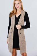 Long Sleeveless Notched Collar Sweater Vest-Vests-Rae Collective, Women's Online Fashion Boutique Located in Phoenix, Arizona (Scottsdale Area)