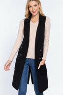 Long Sleeveless Notched Collar Sweater Vest-Vests-Rae Collective, Women's Online Fashion Boutique Located in Phoenix, Arizona (Scottsdale Area)