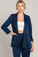 Satin Ruched Cuff Blazer Jacket-Blazers-Rae Collective, Women's Online Fashion Boutique Located in Phoenix, Arizona (Scottsdale Area)