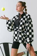 CHECKERED SNAP BUTTON FLEECE JACKET-Jackets-Rae Collective, Women's Online Fashion Boutique Located in Phoenix, Arizona (Scottsdale Area)