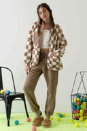 CHECKERED SNAP BUTTON FLEECE JACKET-Jackets-Rae Collective, Women's Online Fashion Boutique Located in Phoenix, Arizona (Scottsdale Area)