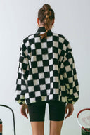 CHECKERED SNAP BUTTON FLEECE JACKET-Jackets-Rae Collective, Women's Online Fashion Boutique Located in Phoenix, Arizona (Scottsdale Area)