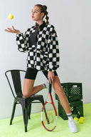 CHECKERED SNAP BUTTON FLEECE JACKET-Jackets-Krush Kandy, Women's Online Fashion Boutique Located in Phoenix, Arizona (Scottsdale Area)