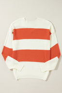 Harvest Stripe V-Neck Sweater-Sweaters-Krush Kandy, Women's Online Fashion Boutique Located in Phoenix, Arizona (Scottsdale Area)
