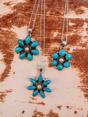 Sleeping Beauty Turquoise Flower Cluster Necklaces-Drop Earrings-Rae Collective, Women's Online Fashion Boutique Located in Phoenix, Arizona (Scottsdale Area)