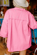 Bon Bon Pearl Beaded Pink Denim Jacket-Jackets-Rae Collective, Women's Online Fashion Boutique Located in Phoenix, Arizona (Scottsdale Area)