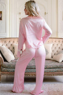 Pink Satin Pajama Set-2 Piece Outfit Sets-Rae Collective, Women's Online Fashion Boutique Located in Phoenix, Arizona (Scottsdale Area)