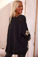 Black Floral Print Open Front Cardigan-Cardigans-Krush Kandy, Women's Online Fashion Boutique Located in Phoenix, Arizona (Scottsdale Area)