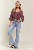 Front Drawstring Accent Crochet Top