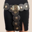 Vegan Leather Grommet Disc Chain Belt