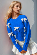 S-3X With Love Cable Knit Bow Sweater-Sweaters-Rae Collective, Women's Online Fashion Boutique Located in Phoenix, Arizona (Scottsdale Area)