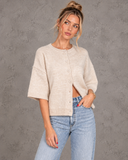 Marlowe Relaxed Knit Button-Front Half Sleeve Cardigan