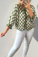 Double Take Tied Checkered Dropped Shoulder Flounce Sleeve Cardigan-Rae Collective, Women's Online Fashion Boutique Located in Phoenix, Arizona (Scottsdale Area)