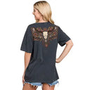 Floral Cow Skull Graphic Premium Washed Tee PREORDER-Graphic Tees-Rae Collective, Women's Online Fashion Boutique Located in Phoenix, Arizona (Scottsdale Area)