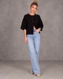 Marlowe Relaxed Knit Button-Front Half Sleeve Cardigan