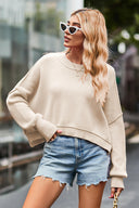 Round Neck Drop Shoulder Long Sleeve Sweater-Rae Collective, Women's Online Fashion Boutique Located in Phoenix, Arizona (Scottsdale Area)