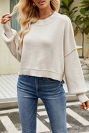 Round Neck Dropped Shoulder Sweater-Rae Collective, Women's Online Fashion Boutique Located in Phoenix, Arizona (Scottsdale Area)