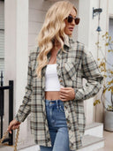 Mandy Pocketed Plaid Collared Neck Long Sleeve Shirt-Rae Collective, Women's Online Fashion Boutique Located in Phoenix, Arizona (Scottsdale Area)