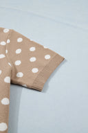 Dark Khaki Polka Dot Short Sleeve Cardigan