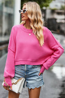 Round Neck Drop Shoulder Long Sleeve Sweater-Rae Collective, Women's Online Fashion Boutique Located in Phoenix, Arizona (Scottsdale Area)
