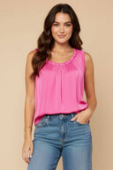 Scoop Neck Tank Top With Shirring Detail