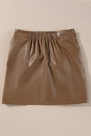 Coffee Faux Leather Knot Skirt-skirts-Krush Kandy, Women's Online Fashion Boutique Located in Phoenix, Arizona (Scottsdale Area)