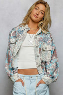 Crochet Lace Patch Floral Jacket Top