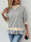 Perfee Faux Layered Striped Long Sleeve Sweatshirt-Long Sleeve Tops-Rae Collective, Women's Online Fashion Boutique Located in Phoenix, Arizona (Scottsdale Area)