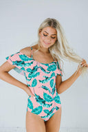 Off Shoulder One Piece Swimsuit-Swimwear-Krush Kandy, Women's Online Fashion Boutique Located in Phoenix, Arizona (Scottsdale Area)