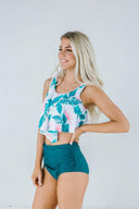 High Waist Floral Two Piece-Swimwear-Krush Kandy, Women's Online Fashion Boutique Located in Phoenix, Arizona (Scottsdale Area)