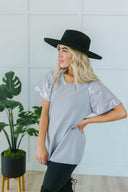 Sequin Sleeve Tunic-Tops-Rae Collective, Women's Online Fashion Boutique Located in Phoenix, Arizona (Scottsdale Area)