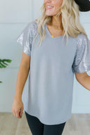 Sequin Sleeve Tunic-Tops-Rae Collective, Women's Online Fashion Boutique Located in Phoenix, Arizona (Scottsdale Area)