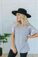 Sequin Sleeve Tunic-Tops-Rae Collective, Women's Online Fashion Boutique Located in Phoenix, Arizona (Scottsdale Area)