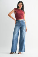 Palazzo Wide Leg Denim Pants