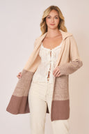 Waffle Knit Color Block Wide Collar Cardigan-Cardigans-Krush Kandy, Women's Online Fashion Boutique Located in Phoenix, Arizona (Scottsdale Area)