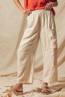 COTTON LINEN TEXTURED WOVEN SLOUCHY WIDE LEG PANTS-Krush Kandy, Women's Online Fashion Boutique Located in Phoenix, Arizona (Scottsdale Area)