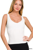 Ribbed Seamless Bra Padded V-neck Tank Top
